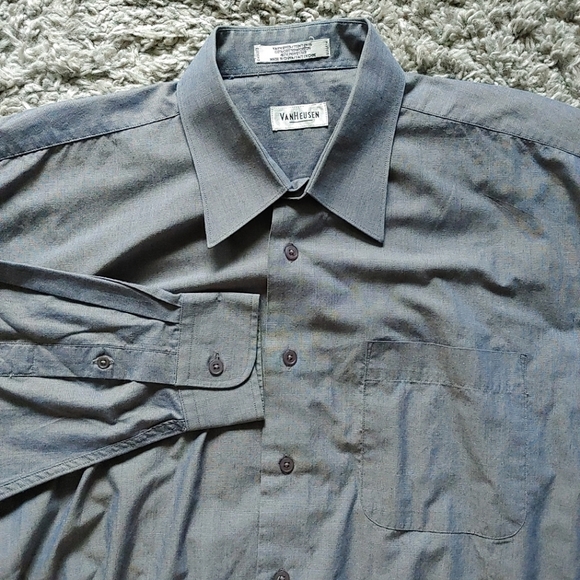 VanHeusen | Mens grey/blue color shift button up dress shirt - Picture 1 of 10